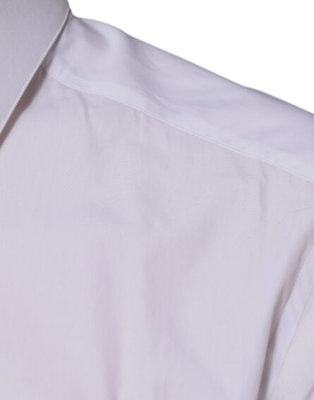 White Cotton Logo Formal Men GOLD Dress Shirt - Image 6