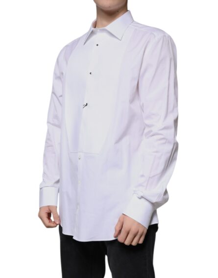 White Bib Cotton Poplin GOLD Formal Shirt - Image 3