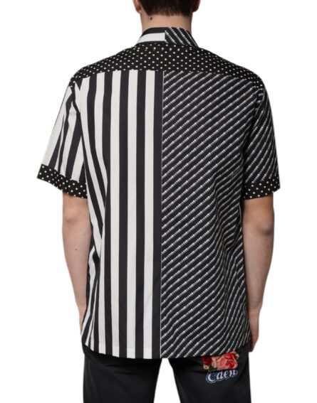 Black White Striped Button Down Casual Shirt - Image 4