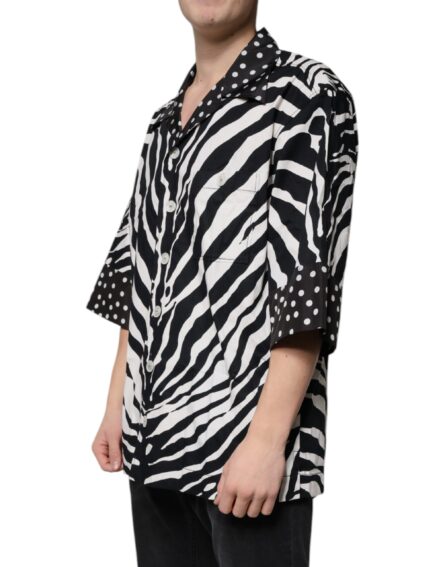 Black White Zebra Button Down Oversize Shirt - Image 3