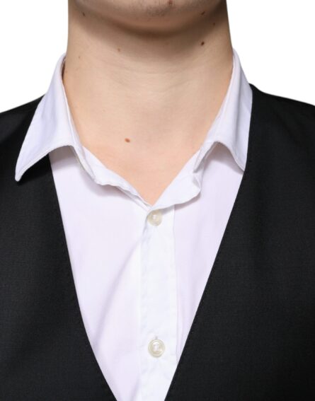 Black Wool Formal Dress Men Waistcoat Vest - Image 5