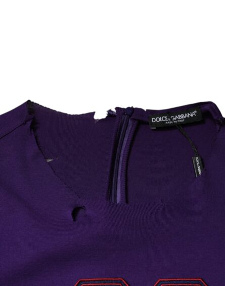 Purple Cotton Round Neck Pullover Men Sweater - Image 7