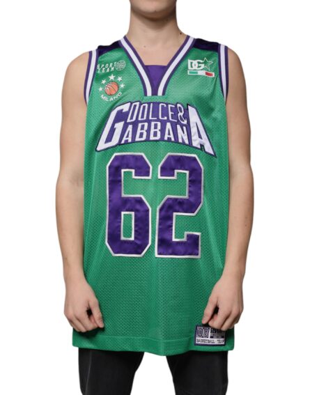Green Polyester Jersey Sleeveless T-shirt - Image 2
