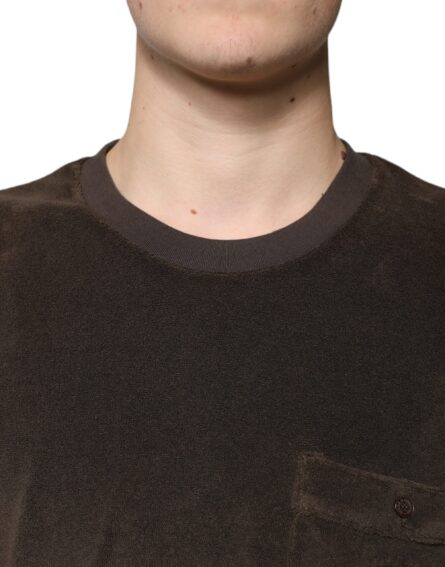 Brown Cotton Crew Neck Short Sleeves T-shirt - Image 5