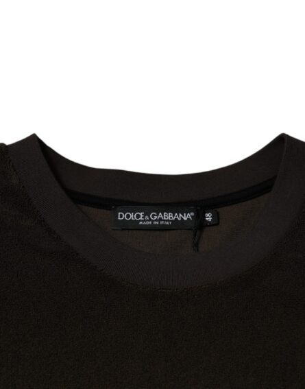 Brown Cotton Crew Neck Short Sleeves T-shirt - Image 7