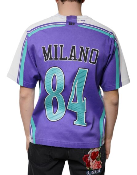 Purple Logo Jersey Cotton V-neck T-shirt - Image 4