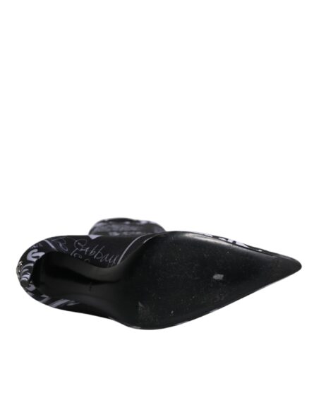 Black Logo Stretch Heels High Boots Shoes - Image 8