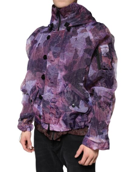 Purple Camouflage Hooded Men Blouson Jacket - Image 3