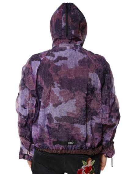 Purple Camouflage Hooded Men Blouson Jacket - Image 4