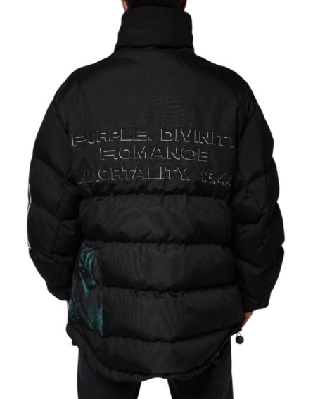 Black Nylon Puffer Men Full Zip Jacket - Image 4