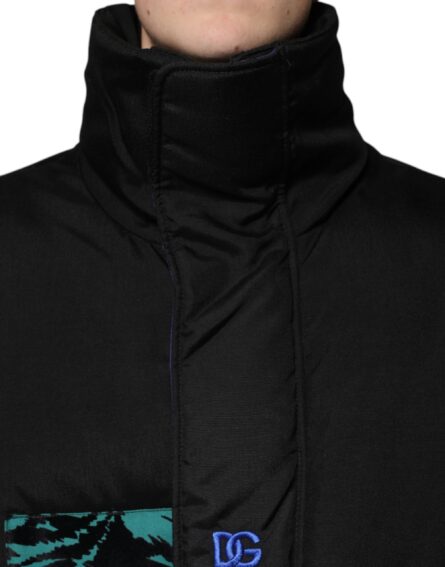 Black Nylon Puffer Men Full Zip Jacket - Image 5