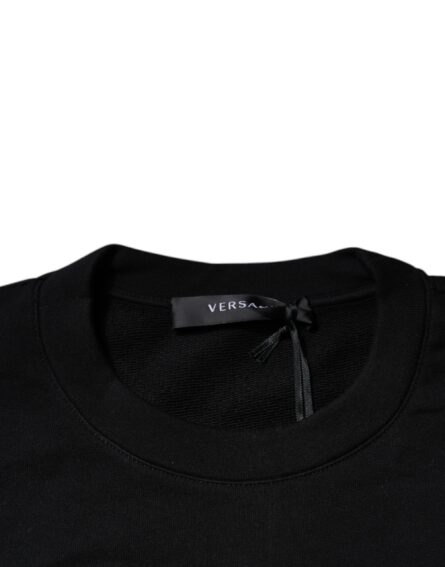 Black Medusa Embroidery Crew Neck Pullover Sweater - Image 5