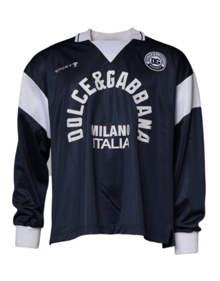 Blue Logo Jersey Collared Pullover Sweater - Image 2