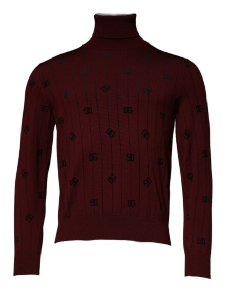 Maroon Monogram Turtleneck Pullover Sweater - Image 2