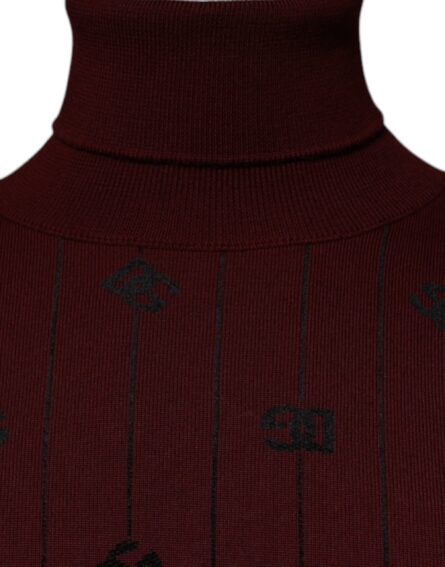 Maroon Monogram Turtleneck Pullover Sweater - Image 3