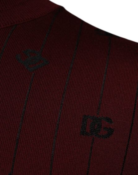 Maroon Monogram Turtleneck Pullover Sweater - Image 4