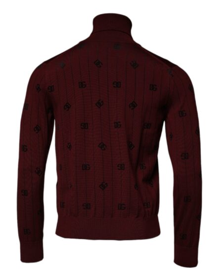 Maroon Monogram Turtleneck Pullover Sweater - Image 5