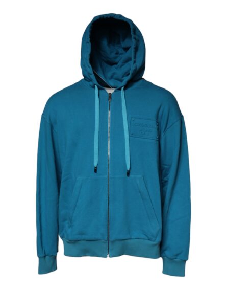 Blue Logo Cotton Hooded Sweatshirt Sweater - Image 2