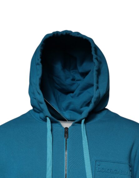 Blue Logo Cotton Hooded Sweatshirt Sweater - Image 3