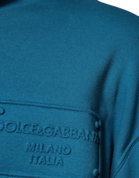 Blue Logo Cotton Hooded Sweatshirt Sweater - Image 4