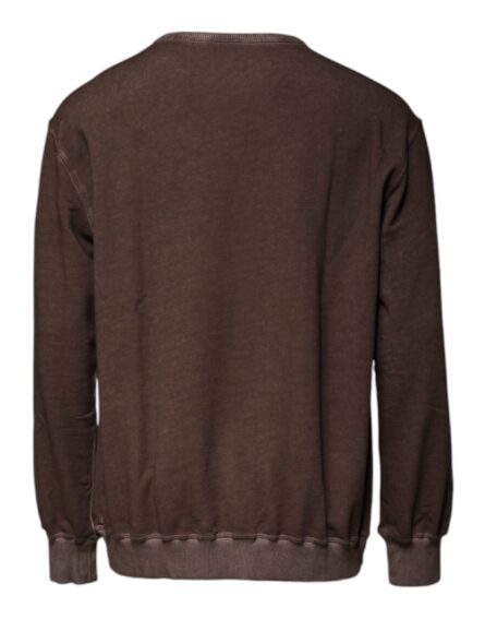 Brown Logo Print Crew Neck Pullover Sweater - Image 5