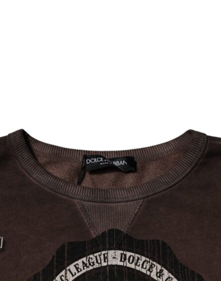 Brown Logo Print Crew Neck Pullover Sweater - Image 6