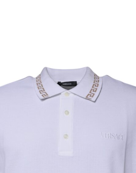 White Viscose Collared Men Polo Short Sleeves T-shirt - Image 3