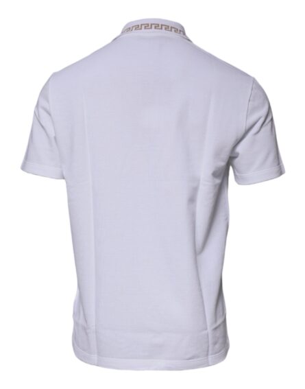 White Viscose Collared Men Polo Short Sleeves T-shirt - Image 5
