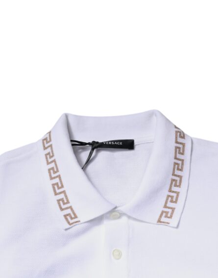 White Viscose Collared Men Polo Short Sleeves T-shirt - Image 6
