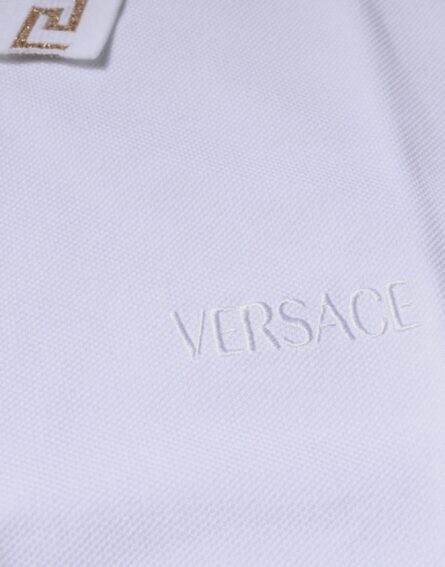 White Viscose Collared Men Polo Short Sleeves T-shirt - Image 7