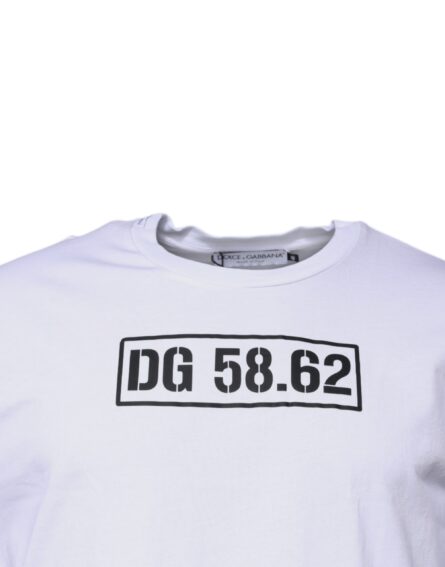 White DG Logo Cotton Crew Neck T-shirt - Image 3