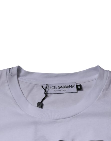White DG Logo Cotton Crew Neck T-shirt - Image 6