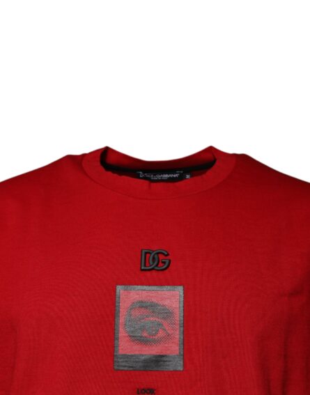 Red DG Eye Cotton Crew Neck T-shirt - Image 3