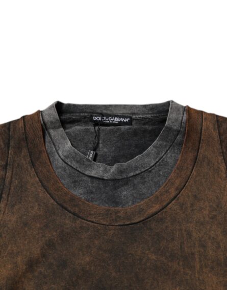 Brown Cotton Round Neck Sleeveless T-shirt - Image 6