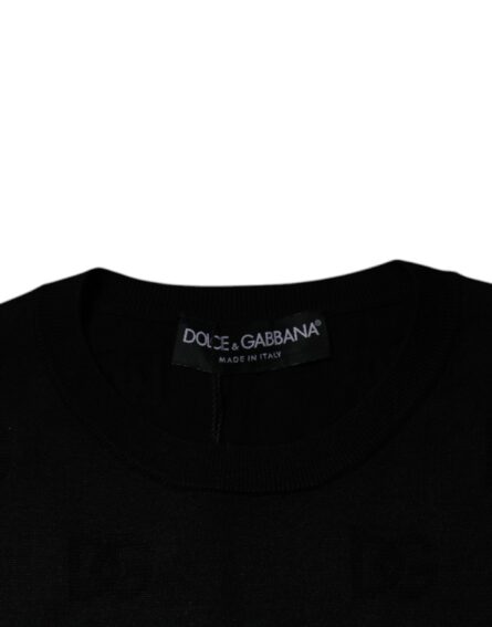 Black Silk Round Neck Sleeveless T-shirt - Image 5