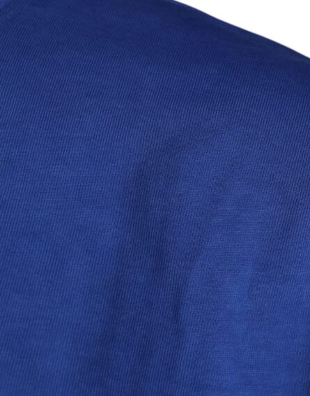 Blue Graphic Print Cotton Crew Neck T-shirt - Image 4
