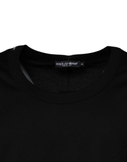 Black Cotton Round Neck Sleeveless T-shirt - Image 3
