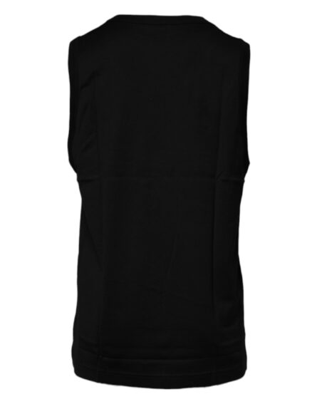 Black Cotton Round Neck Sleeveless T-shirt - Image 4