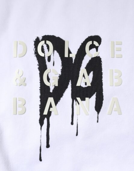 White DG Logo Cotton Crew Neck T-shirt - Image 7