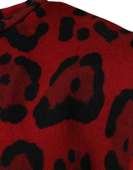 Red Leopard Print Cotton Sleeveless T-shirt - Image 4