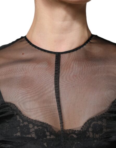 Black Tulle A-line Midi Cocktail Gown Dress - Image 5