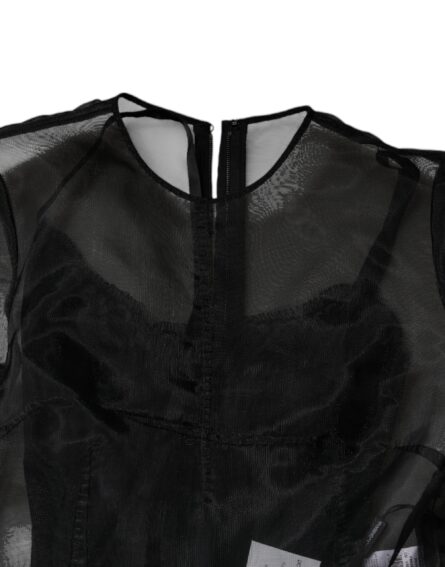 Black Tulle A-line Midi Cocktail Gown Dress - Image 6