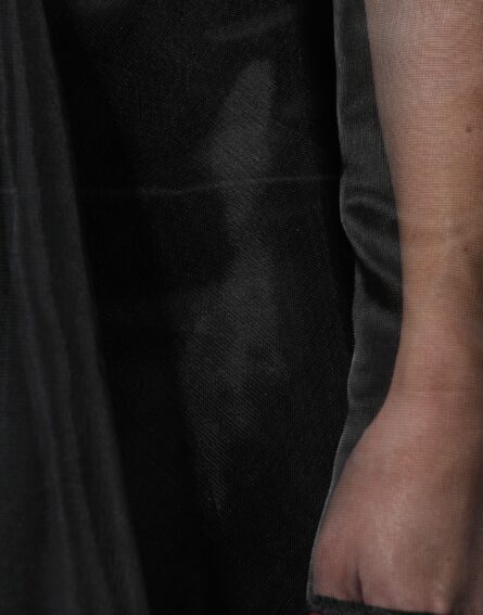 Black Tulle A-line Midi Cocktail Gown Dress - Image 7