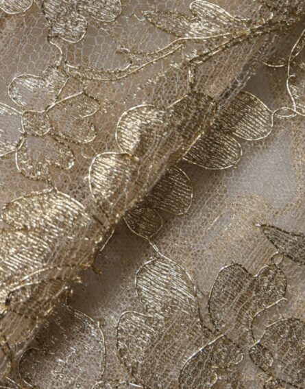 Gold Floral Lace A-line Sheath Mini Dress - Image 6