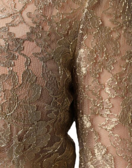 Gold Floral Lace A-line Sheath Mini Dress - Image 8