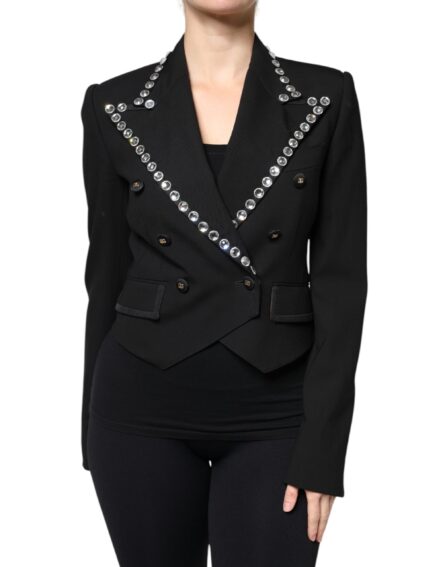 Black Crystal Double Breasted Blazer Jacket - Image 2