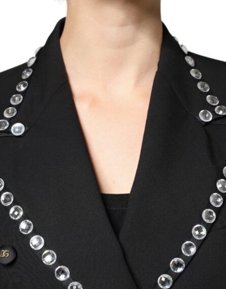 Black Crystal Double Breasted Blazer Jacket - Image 5