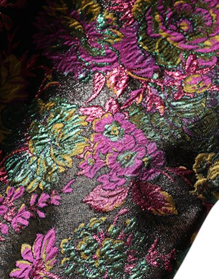 Multicolor Floral Jacquard Cropped Jacket - Image 7