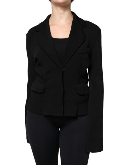 Black Viscose Single Breasted Blazer Jacket - Image 2