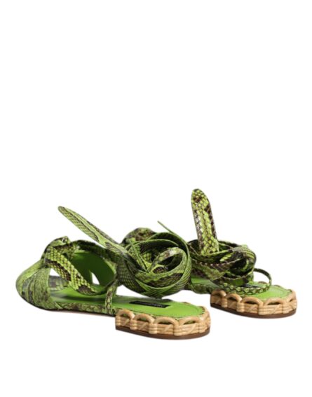 Green Animal Print Ankle Wrap Sandals Shoes - Image 4